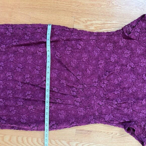 PLANET Womens 12 LACE Plum Purple Lined Party DRESS w zip, short cap sleeve - Picture 14 of 14